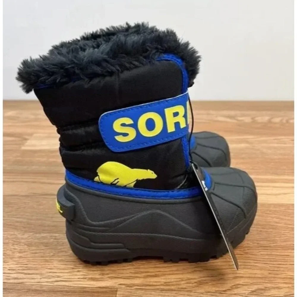 Sorel Childrens Snow Commander Winter Boots Little Kids Size‎ 10 Black/Blue NEW